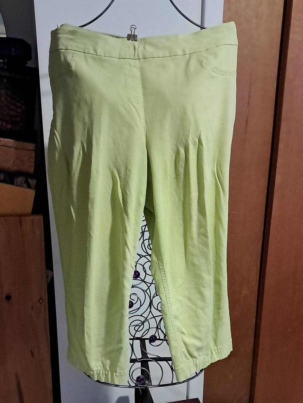 Multiples Soft Light Green Stretch Denim Capris
